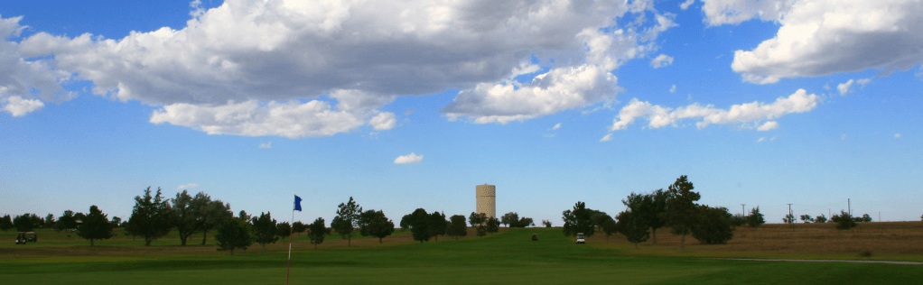 Blue sky over golf course